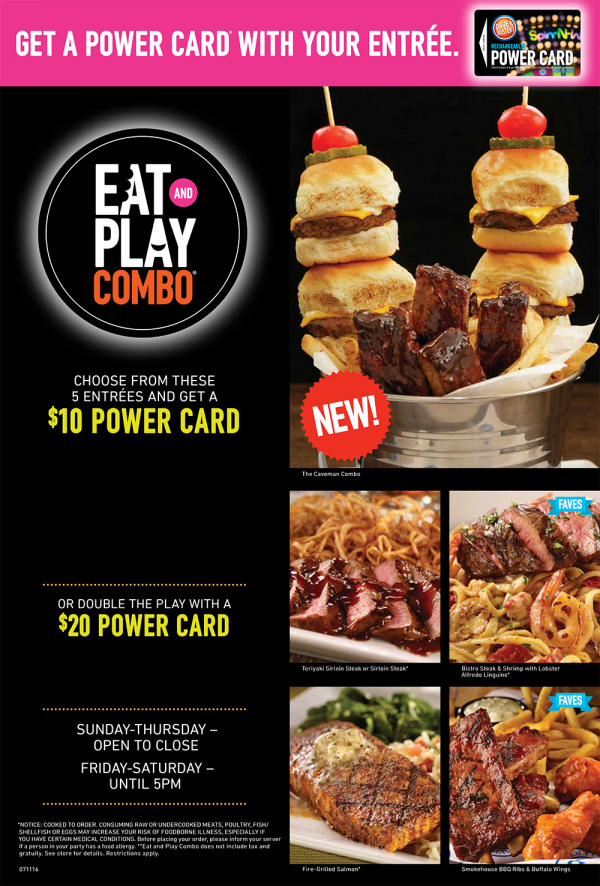 dave and buster menu and carbs
