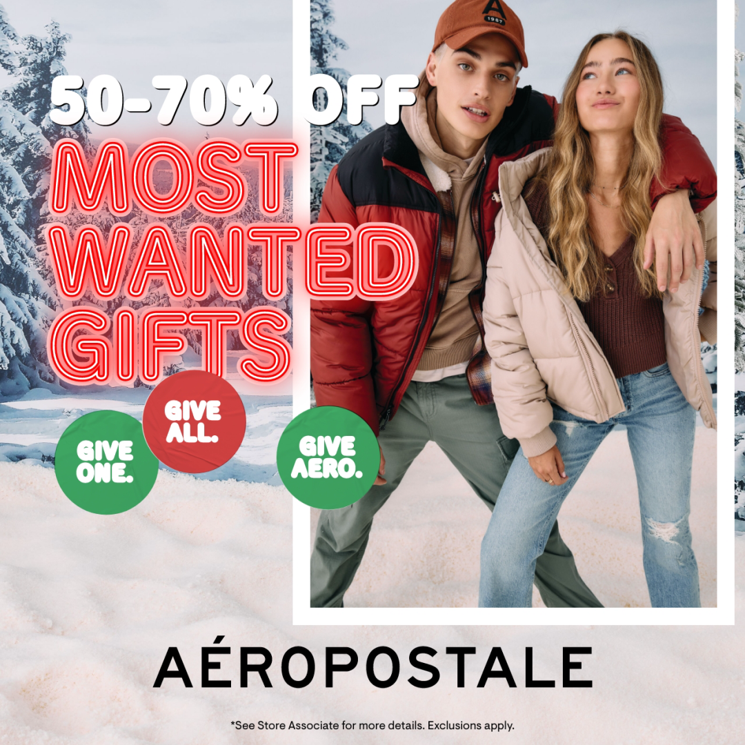 Aeropostale 50%-70% off entire store! Exclusions may apply. See