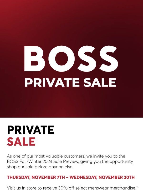 Hugo Boss Private Sale Nov 2024